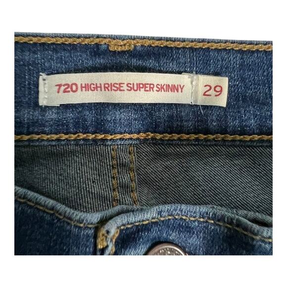 Levi's 720 High Rise Super Skinny Jeans Basic Casual Denim Pants 29 - Picture 3 of 5